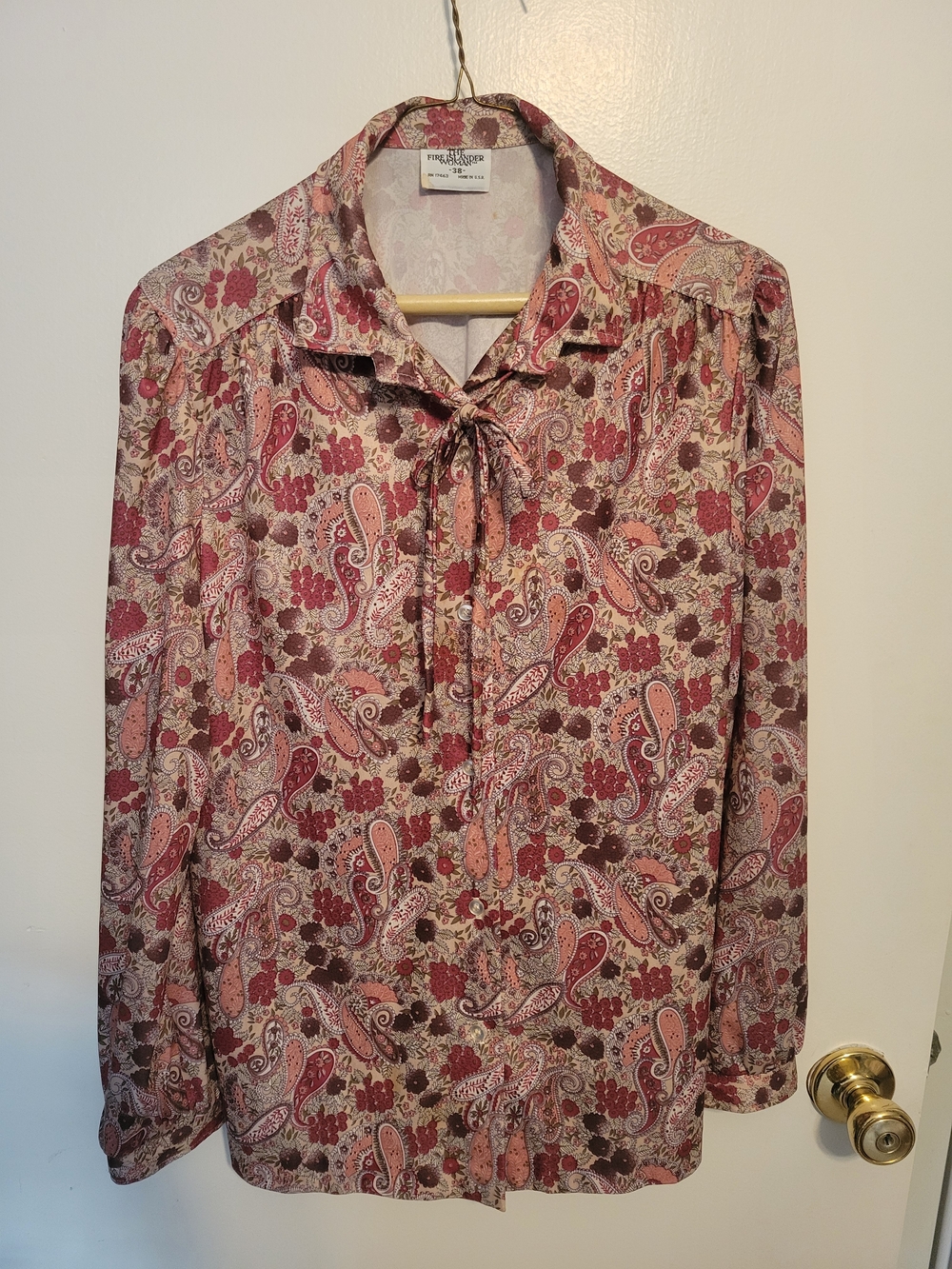 Vintage Paisley Tie-Neck Blouse